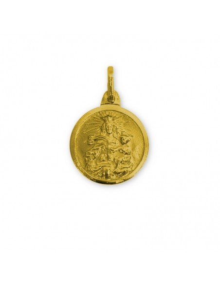 Medalla escapulario Virgen del Carmen en plata de ley cubierta de oro 16mm