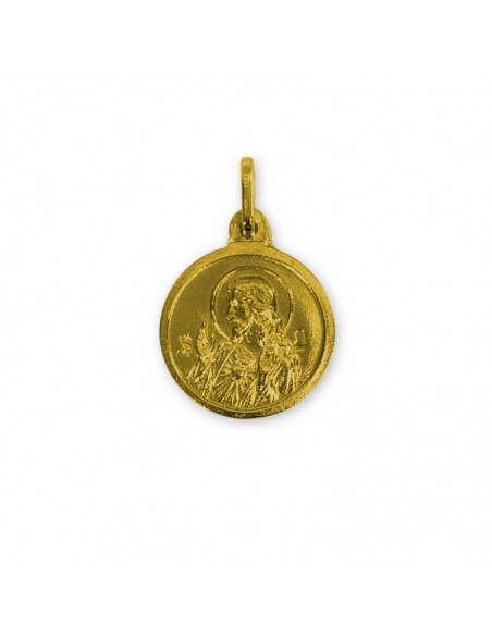Medalla escapulario Virgen del Carmen en plata de ley cubierta de oro 16mm