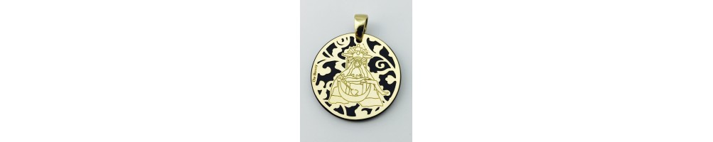 Medalla Virgen de las Angustias (Patrona de Granada) plata de ley y ónix®. 25mm