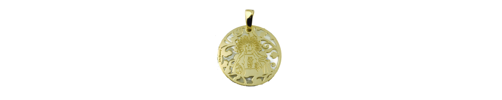 Medalla Virgen de Amargura (Paso Blanco de Lorca) plata de ley y nácar®. 25mm
