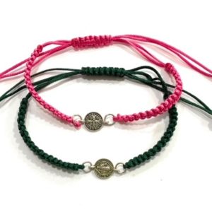 2 Pulsera San Benito metal plateado