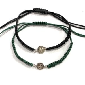 2 Pulsera San Benito metal plateado