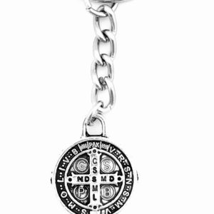 Llavero San Benito metal baño plata