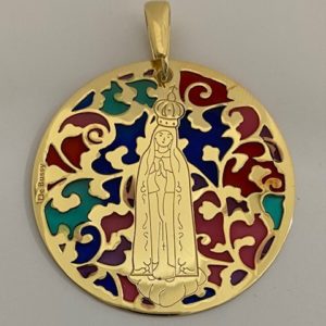 Medalla Virgen de Fátima plata de ley y esmalte® 35mm