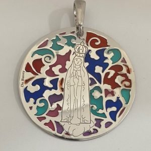 Medalla Virgen de Fátima plata de ley y esmalte® 35mm
