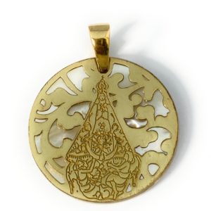 Medalla Virgen del Castillo plata de ley y nácar®. 25mm