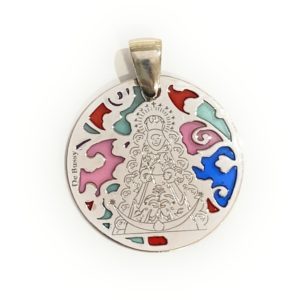 Medalla Virgen del Rocío plata de ley y esmalte®. 25mm