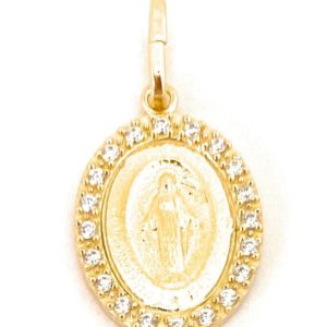 Medalla Virgen Milagrosa plata de ley y circonitas 16mm