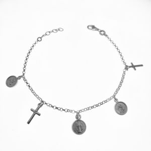 Pulsera San Benito en plata de ley